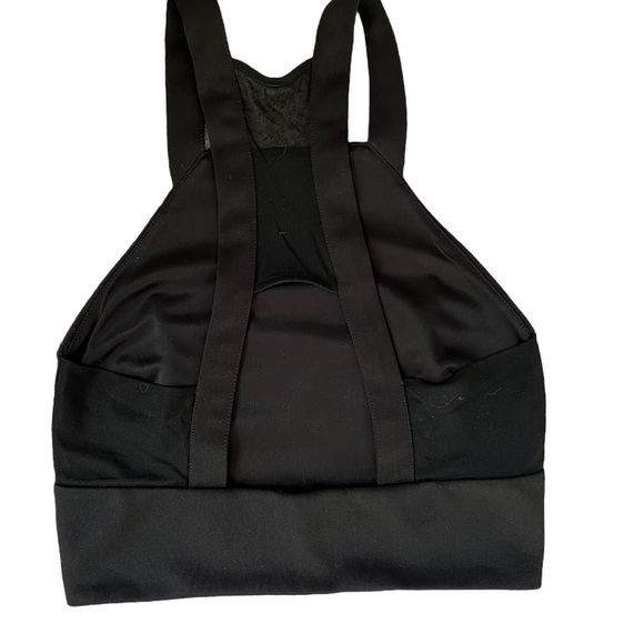 EXPRESS BLACK CROPPED HIGH NECK TANK TOP WITH OPEN BACK MESH CUTOUTS SIZE XS - Picture 3 of 6
